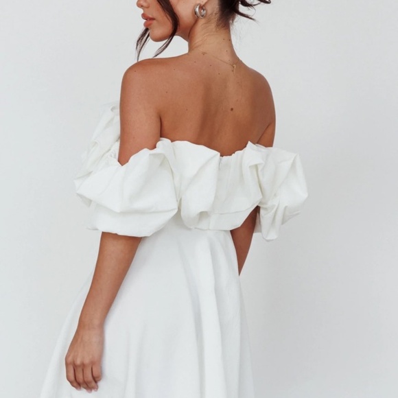 Selfie Leslie Kailynn Off-Shoulder A-Line Mini Dress White - Picture 2 of 3